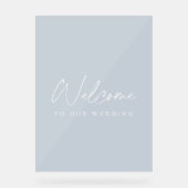Minimalist Dusty Blue Acrylic Wedding Welcome Sign (Recto)