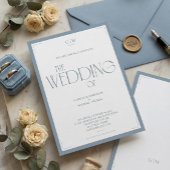Minimalist Dusty Blue Elegant Monogram Wedding Kaart