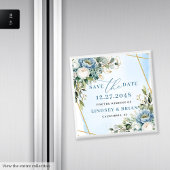 Minimalist Dusty Blue Eucalyptus Save The Date Magneet