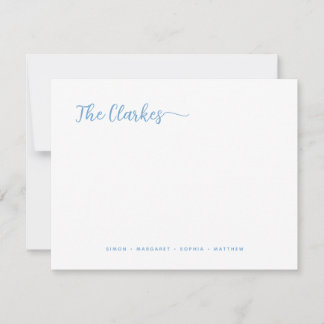 Minimalist Dusty Blue Family Stationery  Notitiekaartje