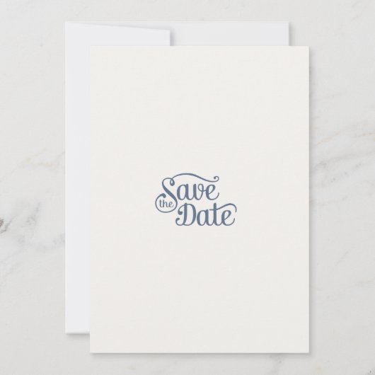 Minimalist Dusty Blue Floral Sketch Wedding Kaart (Achterkant)