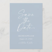 Minimalist Dusty Blue Save the Date Invitation (Devant)