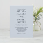 Minimalist Dusty Blue Wedding Invitation Kaart (Staand voorkant)