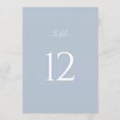 Minimalist Dusty Blue Wedding Table Number Sign Kaart (Achterkant)