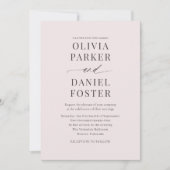Minimalist Dusty Pink Wedding Invitation Kaart (Voorkant)