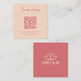 Minimalist Dusty Rose Cream Beauty QR Code Vierkante Visitekaartje