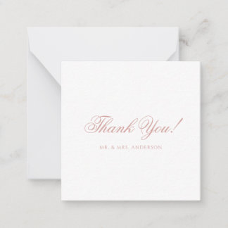 Minimalist Dusty Rose Script Wedding Thank You Notitiekaartje