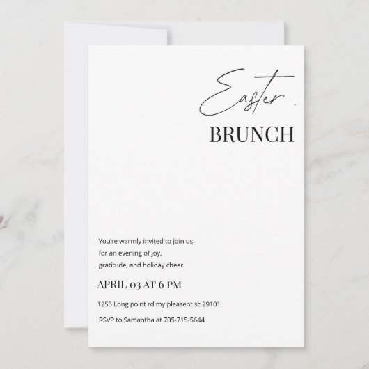 Minimalist Easter Brunch Kaart (Voorkant)