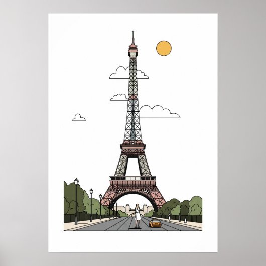 Minimalist Eiffel Tower Paris Poster (Devant)
