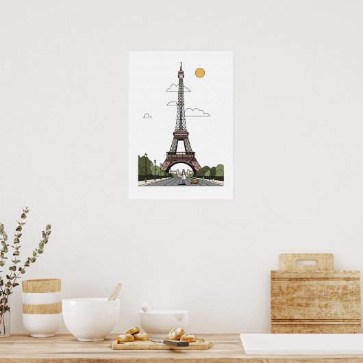 Minimalist Eiffel Tower Paris Poster (Cuisine)