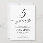 Minimalist Elegant 5th Wedding Anniversary Kaart (Voorkant)