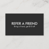 Minimalist Elegant Black and White Referral Card (Devant)