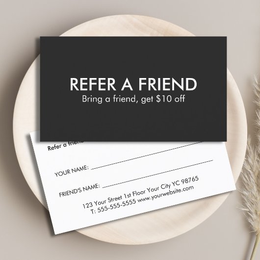 Minimalist Elegant Black and White Referral Card
