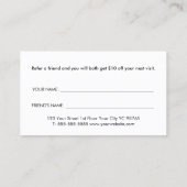 Minimalist Elegant Black and White Referral Card (Dos)