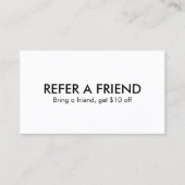 Minimalist Elegant Black and White Referral Card (Devant)