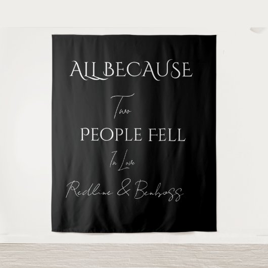 Minimalist Elegant Black & White Wedding Wandkleed (Voorkant)