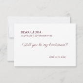 Minimalist Elegant Braidsmaid Proposal Card Kaart (Achterkant)