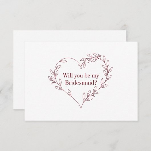 Minimalist Elegant Braidsmaid Proposal Card Kaart (Voorkant / Achterkant)