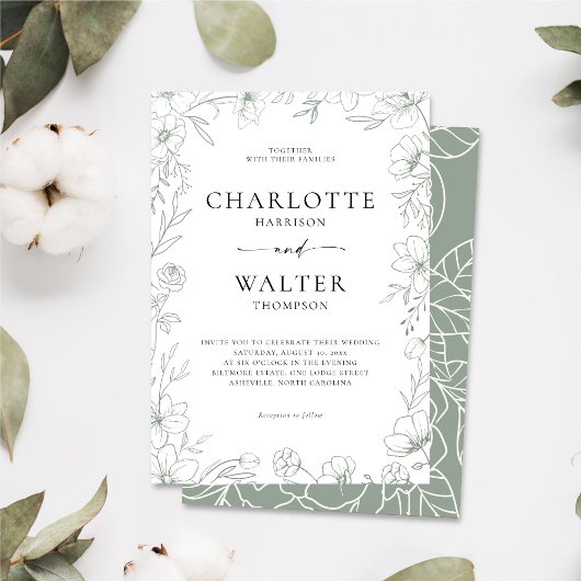 Minimalist Elegant Floral Wedding Invitation