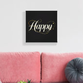 Minimalist Elegant Gold Happy Typography - Classy  Canvas Afdruk (Insitu (Woonkamer))