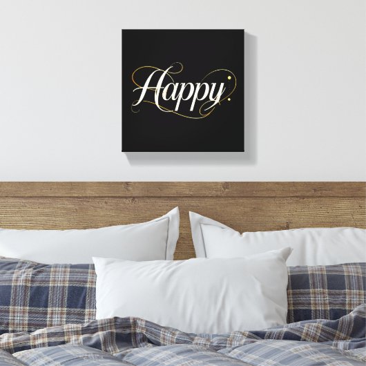 Minimalist Elegant Gold Happy Typography - Classy  Canvas Afdruk (Insitu (Slaapkamer))