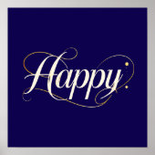 Minimalist Elegant Gold Happy Typography - Classy  Poster (Voorkant)