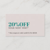Minimalist Elegant Pastel Beige Green Salon Shop Kortingskaartje (Voorkant)