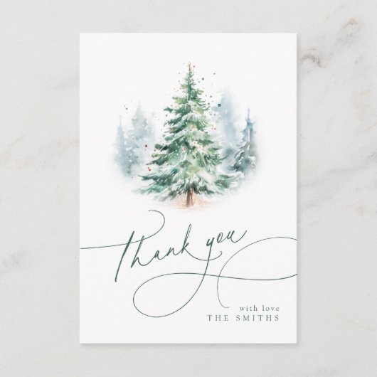 Minimalist Elegant Script Christmas Tree Thank You Bedankkaart (Voorkant)