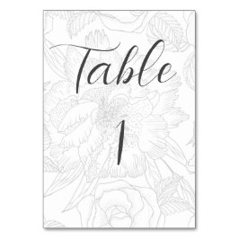 Minimalist, elegant Table number, sitting shart. Kaart