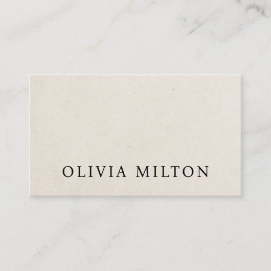 Minimalist Elegant Texture Beige Black Bold Visitekaartje (Voorkant)