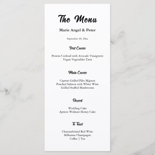 Minimalist Elegant Typography Wedding Menu (Devant)