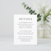 Minimalist Elegant Wedding Details Kaart (Staand voorkant)