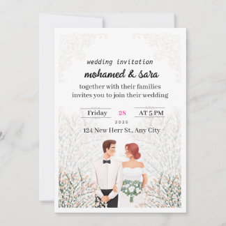 Minimalist Elegant Wedding Invitation & RSVP Kaart