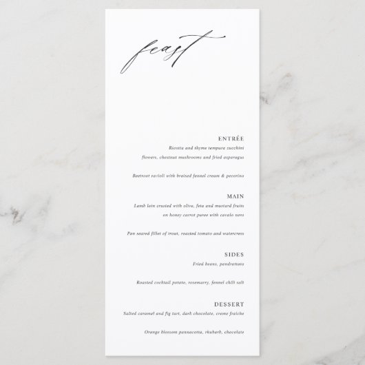 Minimalist Elegant Wedding Menu Card (Devant)