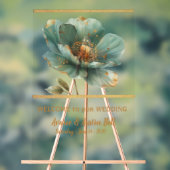 Minimalist Emerald and Gold Poppy Wedding Acrylic  (Neutre)