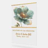 Minimalist Emerald and Gold Poppy Wedding Acrylic  (Angle)