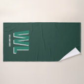 Minimalist Emerald Green Personalized Monogram (Serviette de bain)