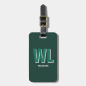 Minimalist Emerald Green Personalized Monogram  Bagagelabel (Voorkant verticaal)