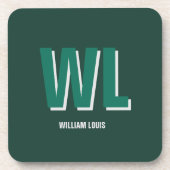 Minimalist Emerald Green Personalized Monogram  Bier Onderzetter (Voorkant)