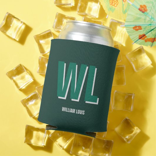 Minimalist Emerald Green Personalized Monogram  Blikjeskoeler (Insitu Zomer)
