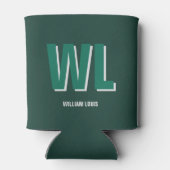Minimalist Emerald Green Personalized Monogram  Blikjeskoeler (Achterkant)
