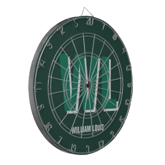 Minimalist Emerald Green Personalized Monogram Dartbord (Voorkant Links)