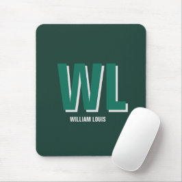 Minimalist Emerald Green Personalized Monogram  Muismat