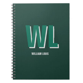Minimalist Emerald Green Personalized Monogram  Notitieboek