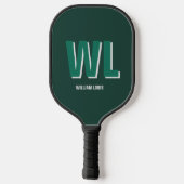 Minimalist Emerald Green Personalized Monogram  Pickleball Paddle (Achterkant)