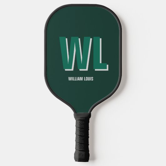 Minimalist Emerald Green Personalized Monogram Pickleball Paddle (Achterkant)