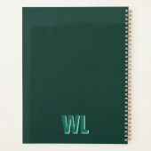 Minimalist Emerald Green Personalized Monogram  Planner (Achterkant)