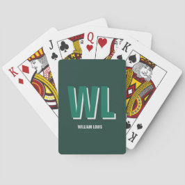 Minimalist Emerald Green Personalized Monogram  Pokerkaarten