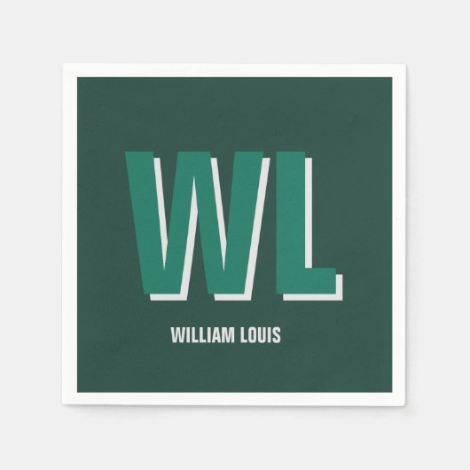 Minimalist Emerald Green Personalized Monogram  Servet (Voorkant)