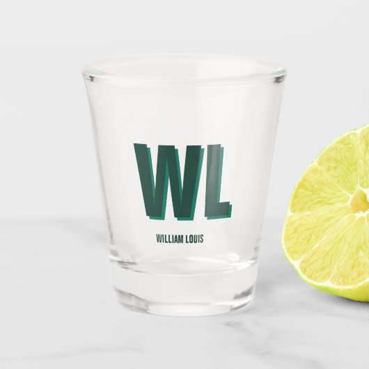 Minimalist Emerald Green Personalized Monogram Shot Glas (Voorkant)